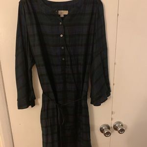 Loft green and blue plaid dress